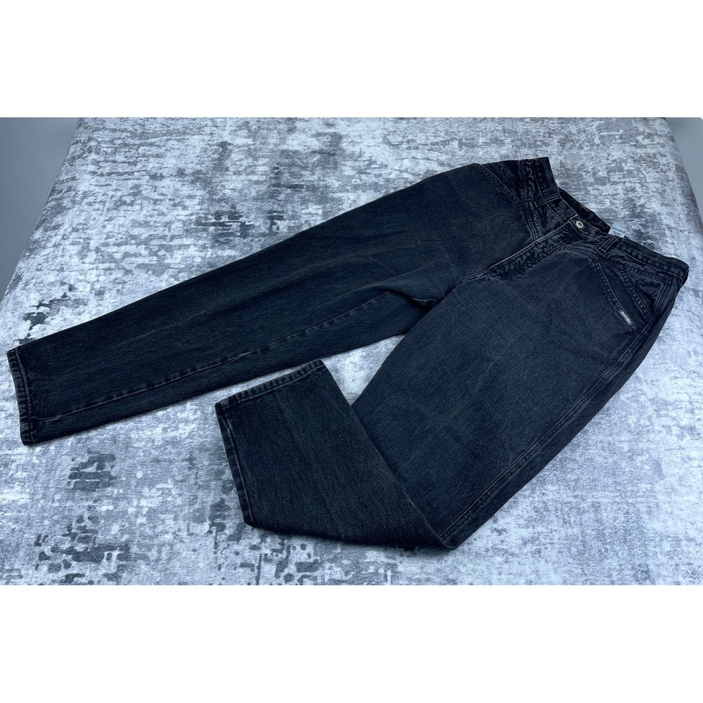 Vtg Rocky Mountain Womens 17/18 Jeans High Waist Black Denim Western Tapered Leg
